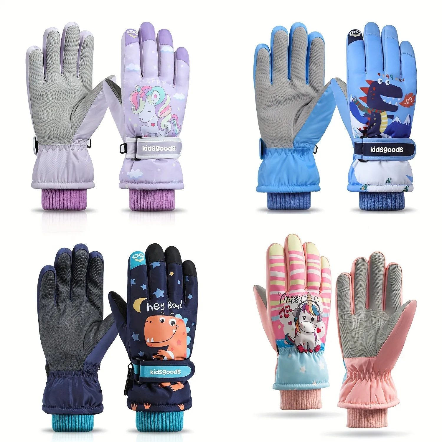 1 Pair WarmthMax Kids' Waterproof Gloves - Winter Skiing Gloves for Boys and Girls, Non-Slip Snow Play Gloves with Thermal Insulation for 8-13 Years Old Children, Ideal for Cold Weather Outdoor Activities