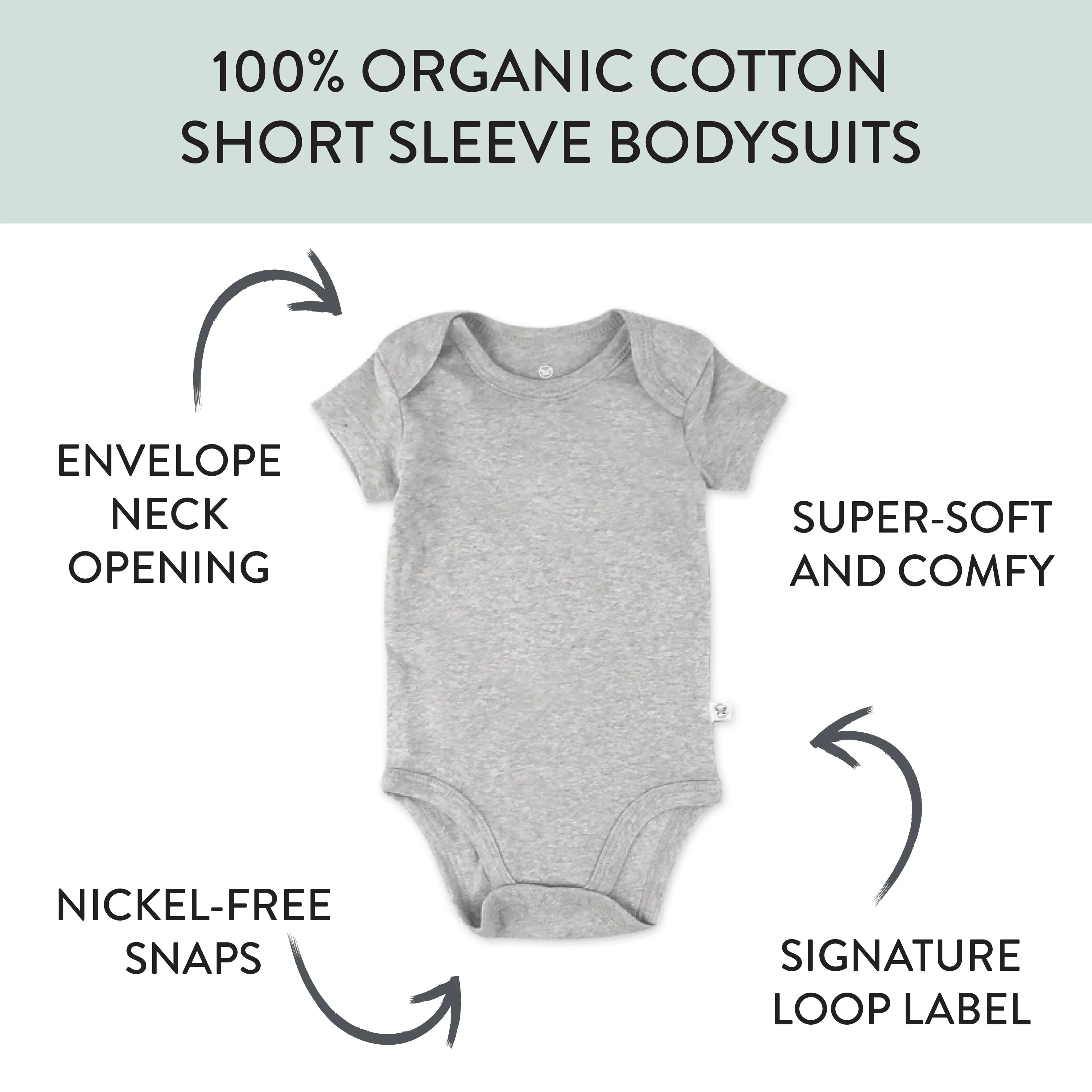 10-Pack Organic Cotton Short Sleeve Bodysuits