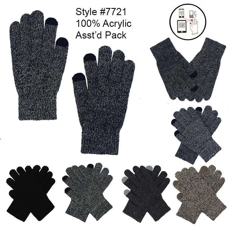 12-pack Wholesale Knitted LARGE Size Men's Winter Gloves Touch Screen #7721