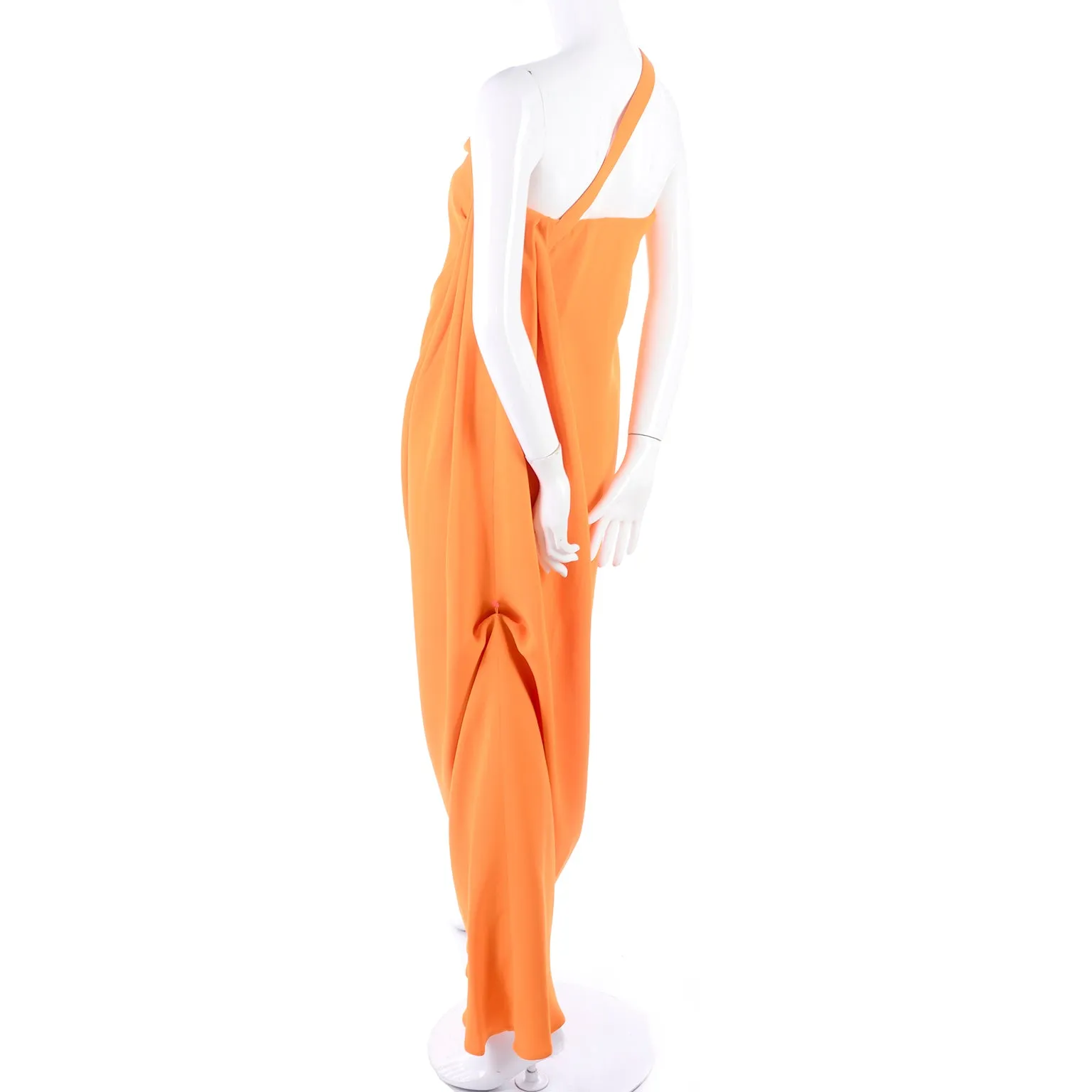 2008 Oscar de la Renta Orange Silk Jersey Grecian Style Dress w/ Asymmetric strap