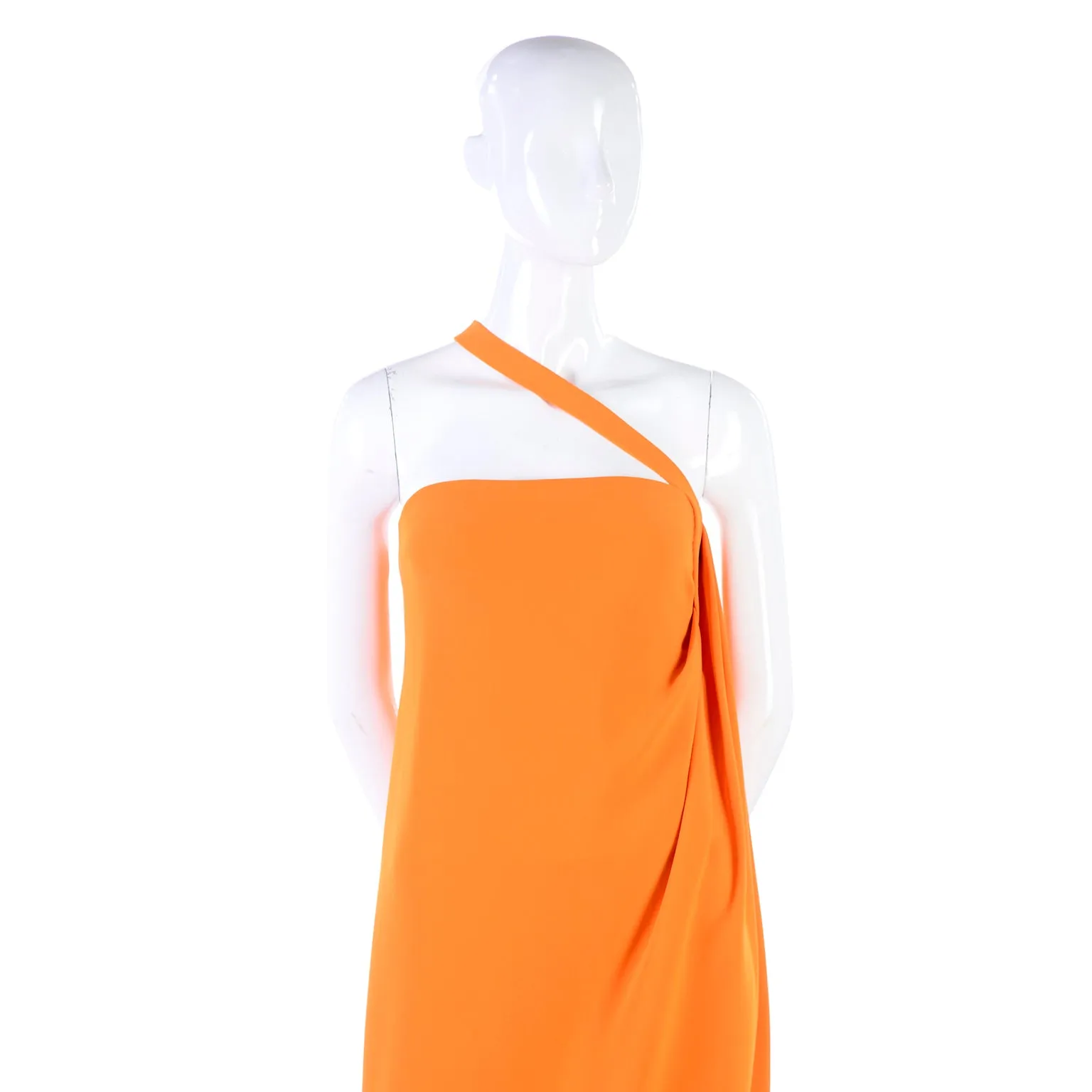 2008 Oscar de la Renta Orange Silk Jersey Grecian Style Dress w/ Asymmetric strap