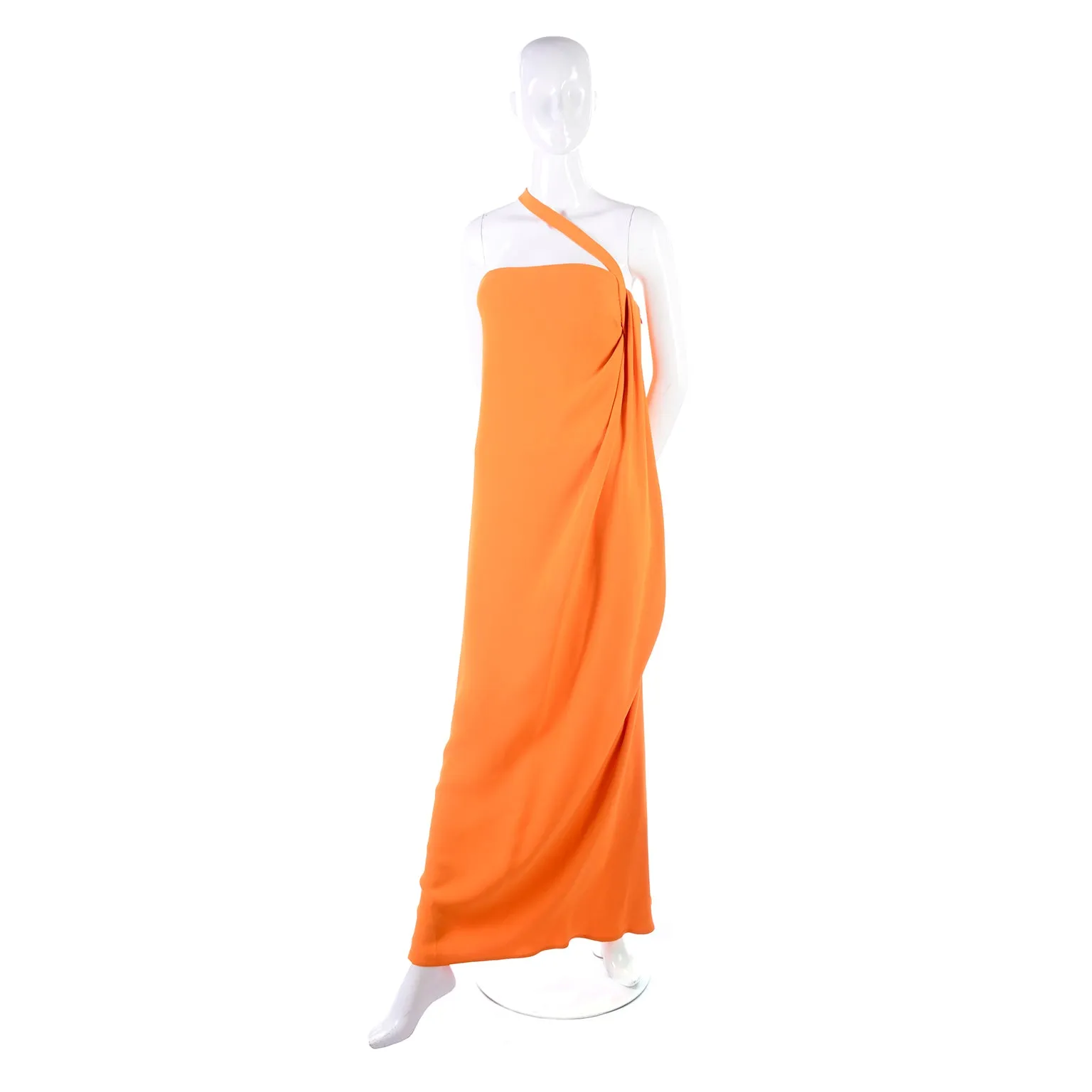 2008 Oscar de la Renta Orange Silk Jersey Grecian Style Dress w/ Asymmetric strap