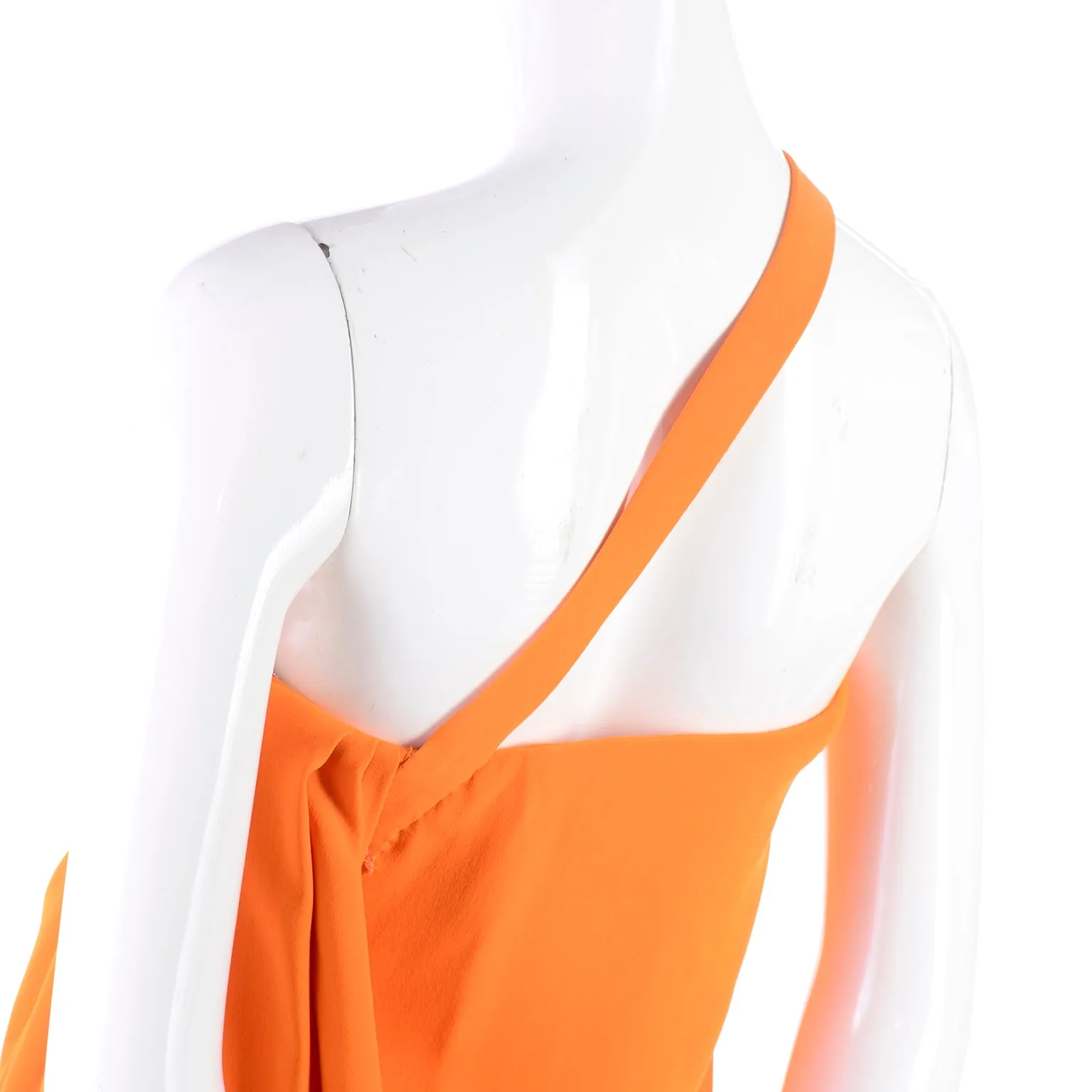 2008 Oscar de la Renta Orange Silk Jersey Grecian Style Dress w/ Asymmetric strap