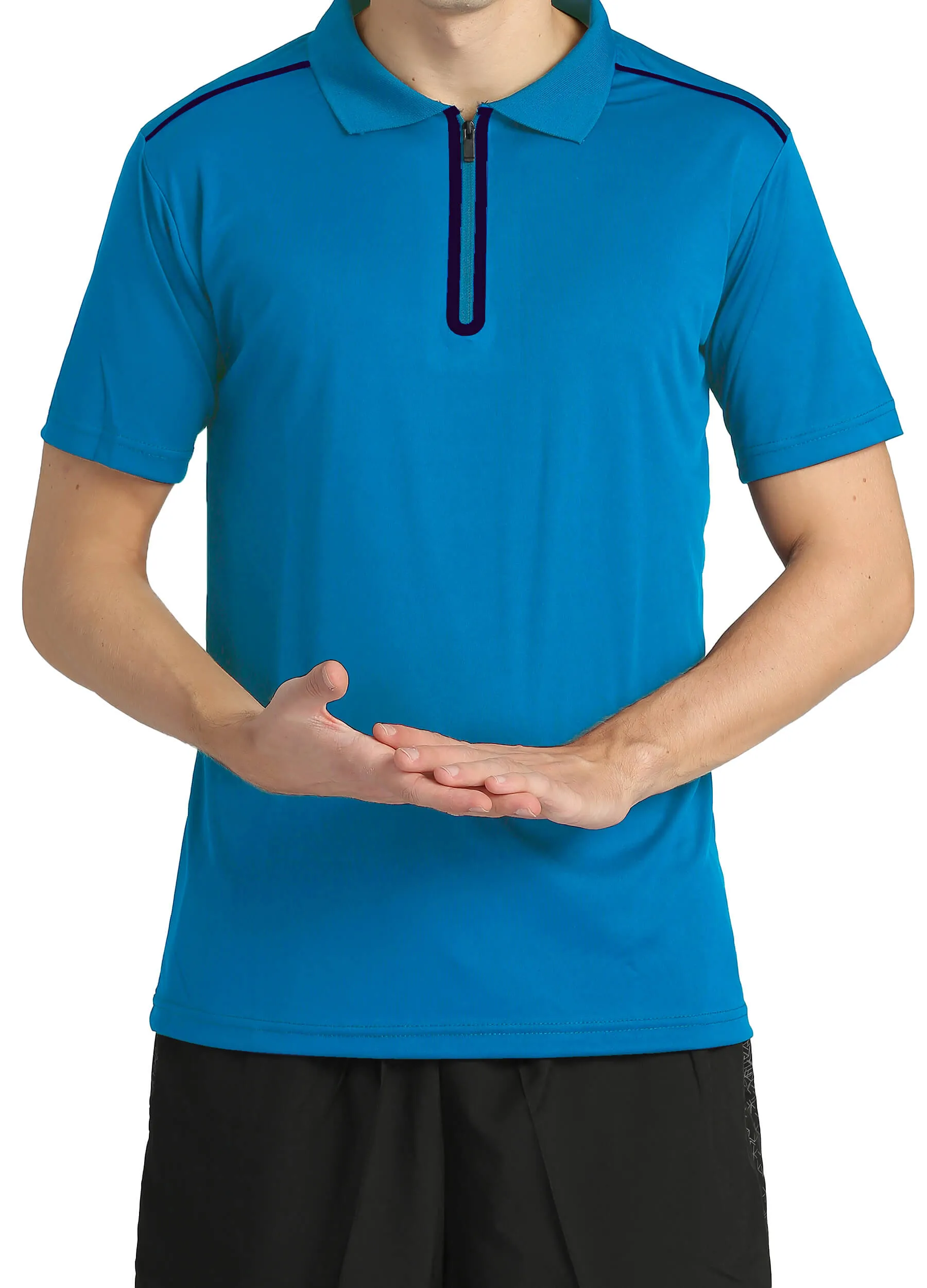 4POSE Men's Drak Blue Moisture Wicking Quick Dry Golf Workout Polo Shirt (Clearance)