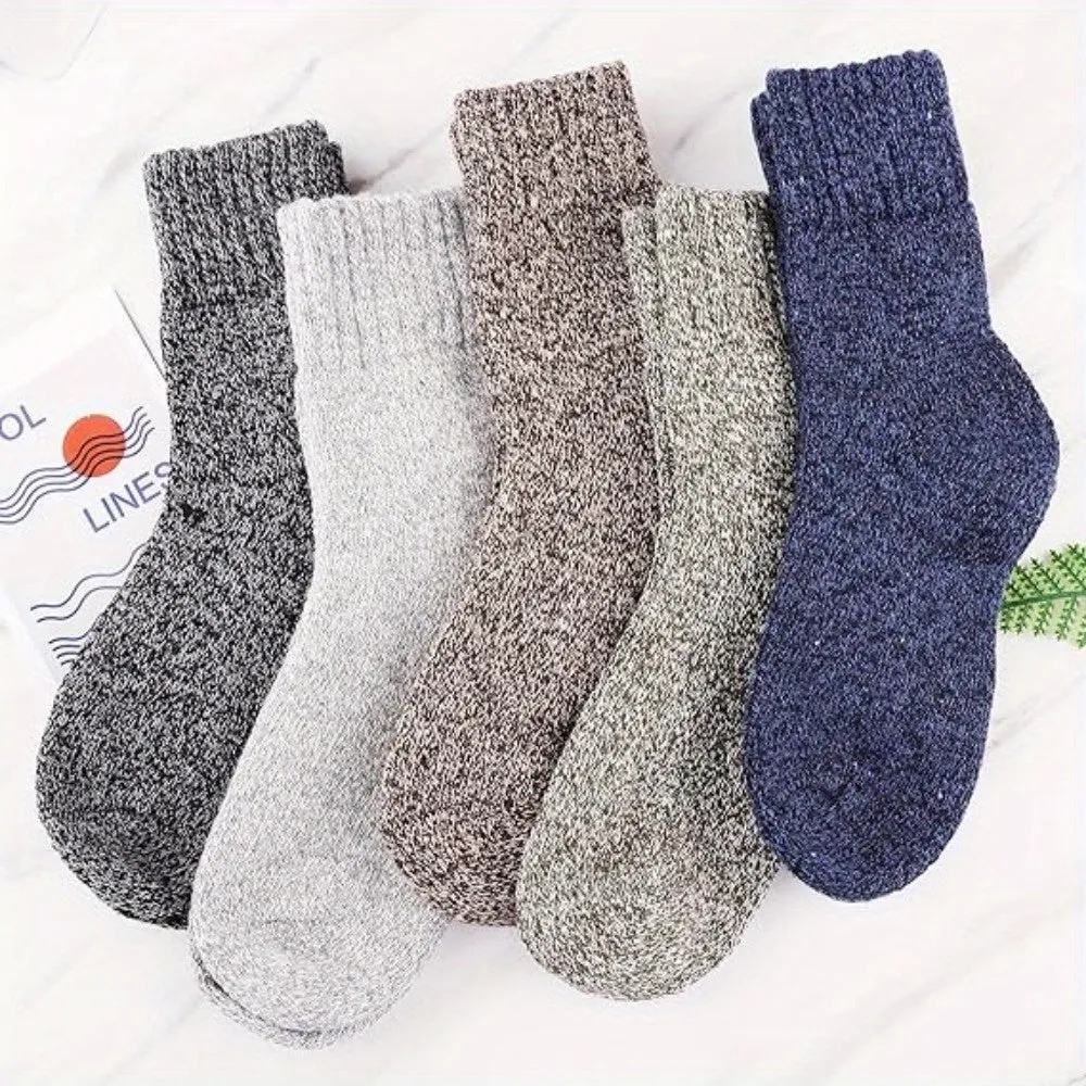 5 Pairs Wool Socks For Women Men, Winter Thermal Thick Socks Warm Crew Socks