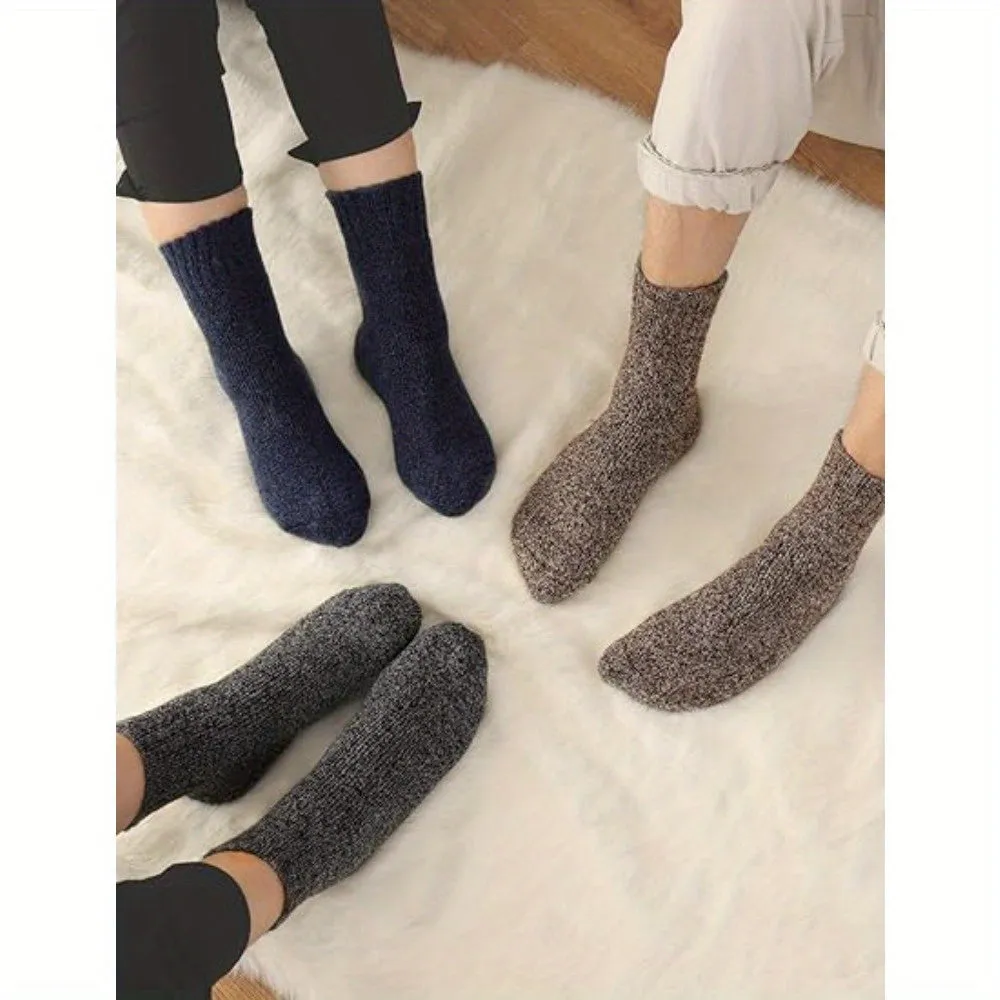 5 Pairs Wool Socks For Women Men, Winter Thermal Thick Socks Warm Crew Socks