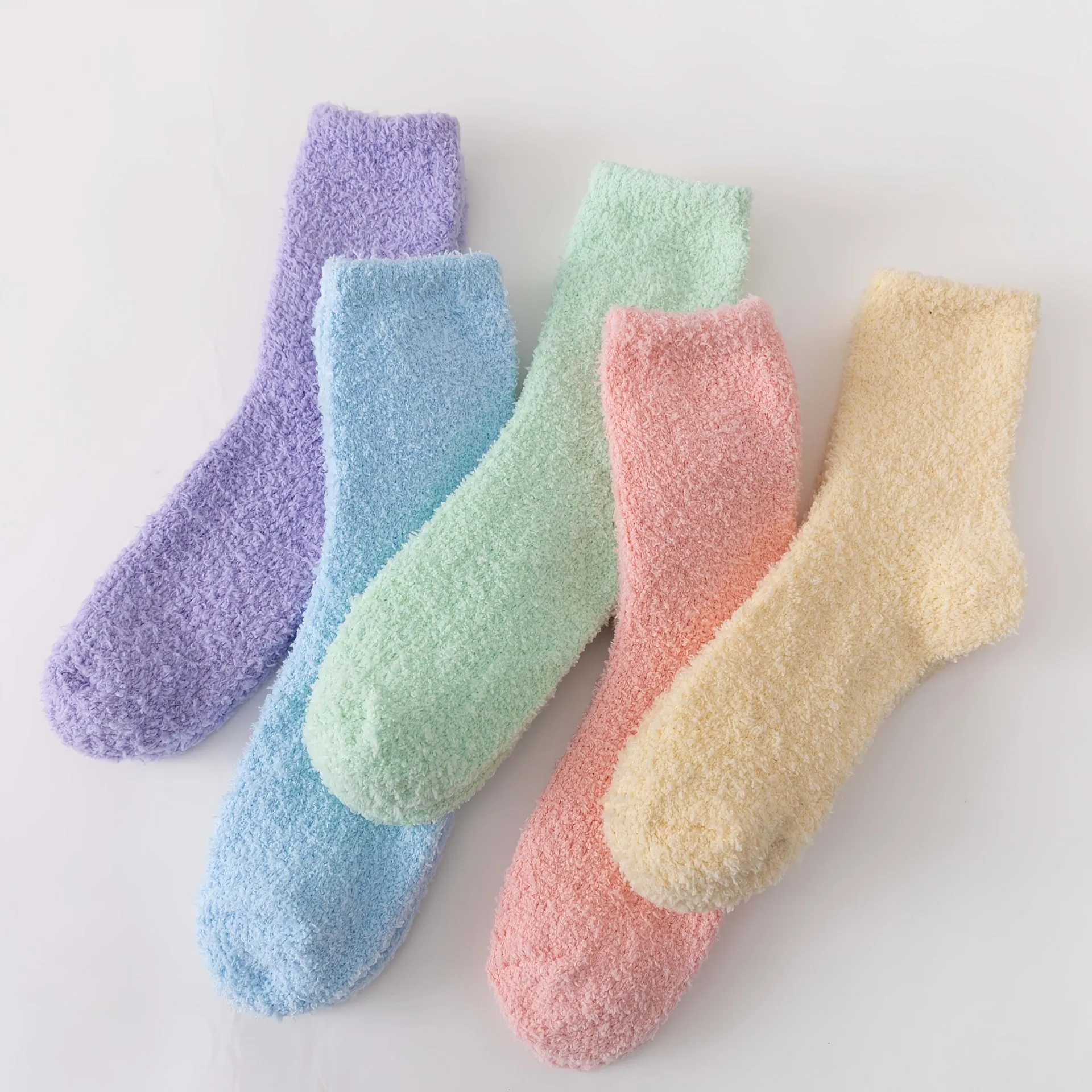 5/10 Pairs Of Teenager's Solid Fleece Crew Socks, Comfy Breathable Casual Thermal Socks, Winter & Autumn