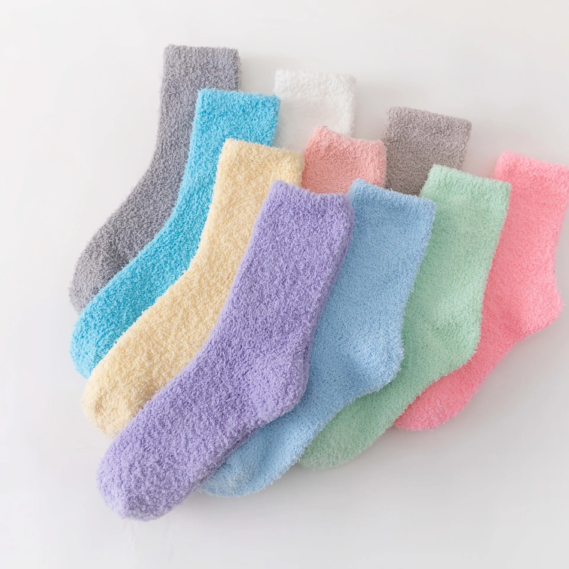 5/10 Pairs Of Teenager's Solid Fleece Crew Socks, Comfy Breathable Casual Thermal Socks, Winter & Autumn