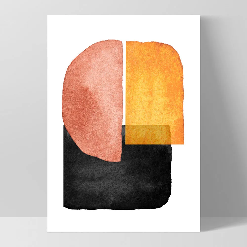 Abstract Mid Century | Terracotta on Black II - Art Print