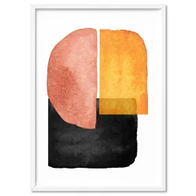 Abstract Mid Century | Terracotta on Black II - Art Print