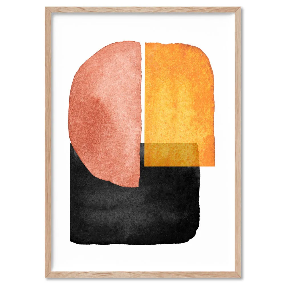 Abstract Mid Century | Terracotta on Black II - Art Print