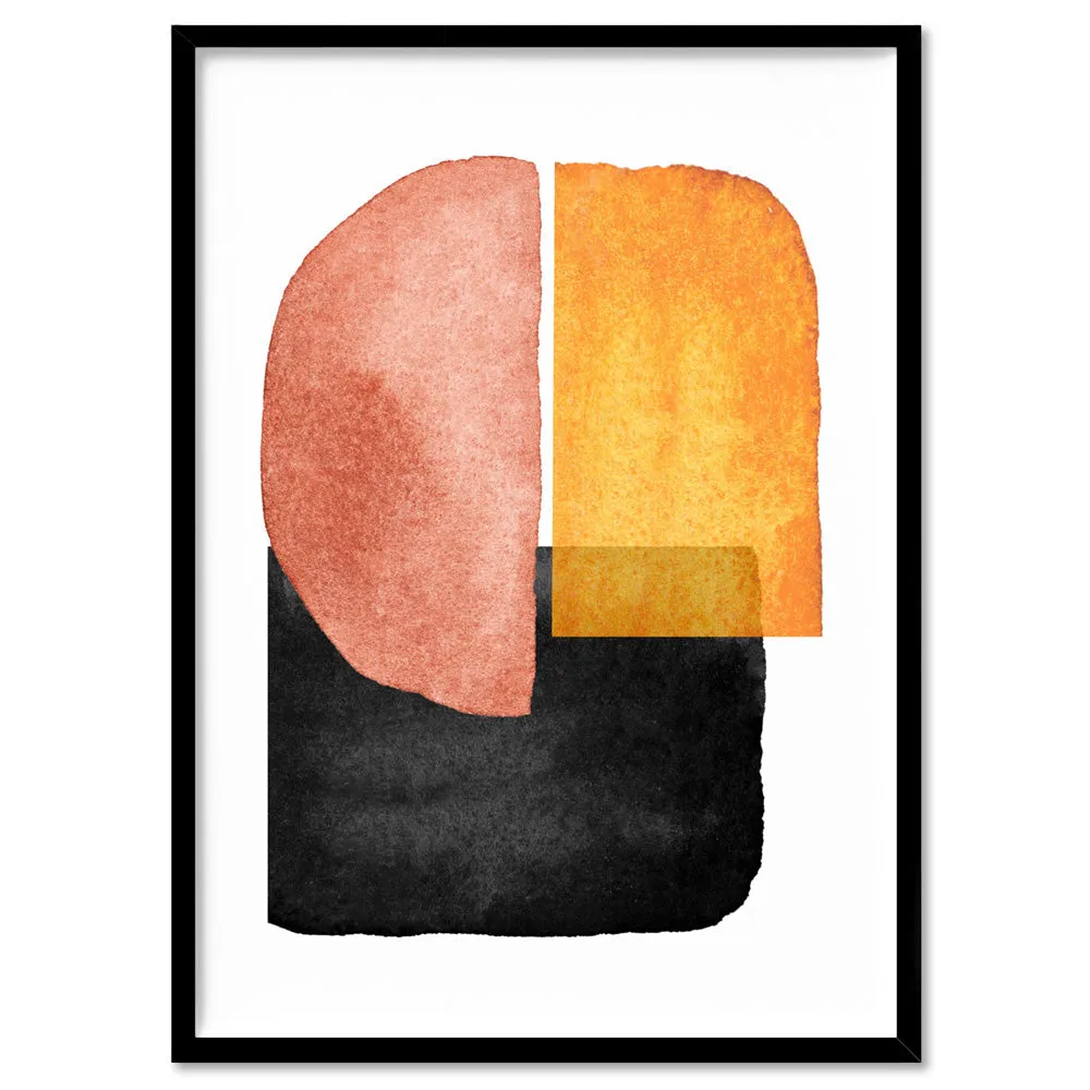 Abstract Mid Century | Terracotta on Black II - Art Print