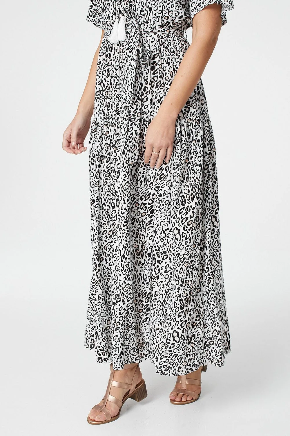 Animal Print Tie Front Maxi Dress