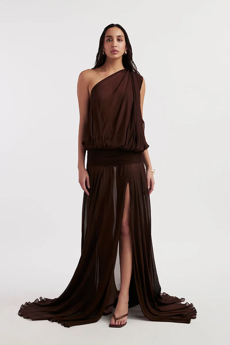 AVA CHOCOLATE BROWN MAXI DRESS