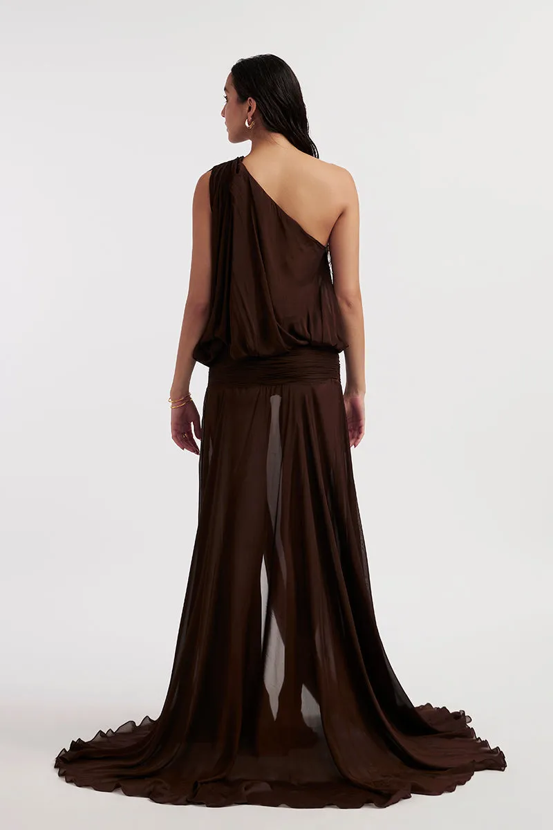 AVA CHOCOLATE BROWN MAXI DRESS