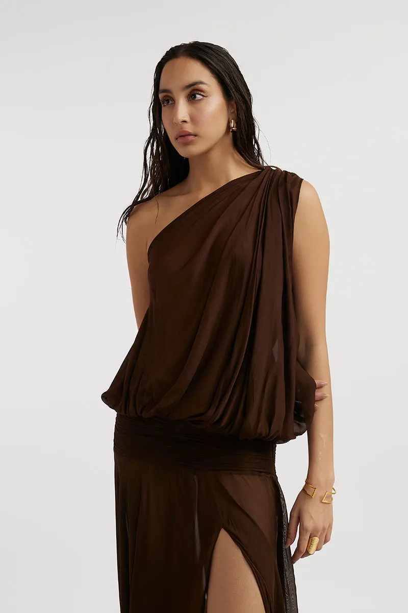 AVA CHOCOLATE BROWN MAXI DRESS