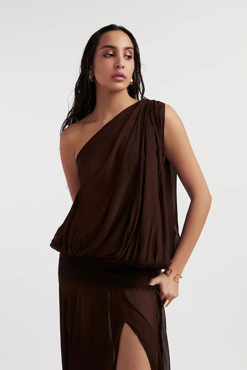 AVA CHOCOLATE BROWN MAXI DRESS