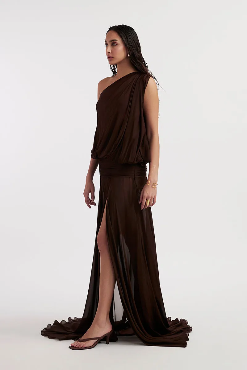 AVA CHOCOLATE BROWN MAXI DRESS