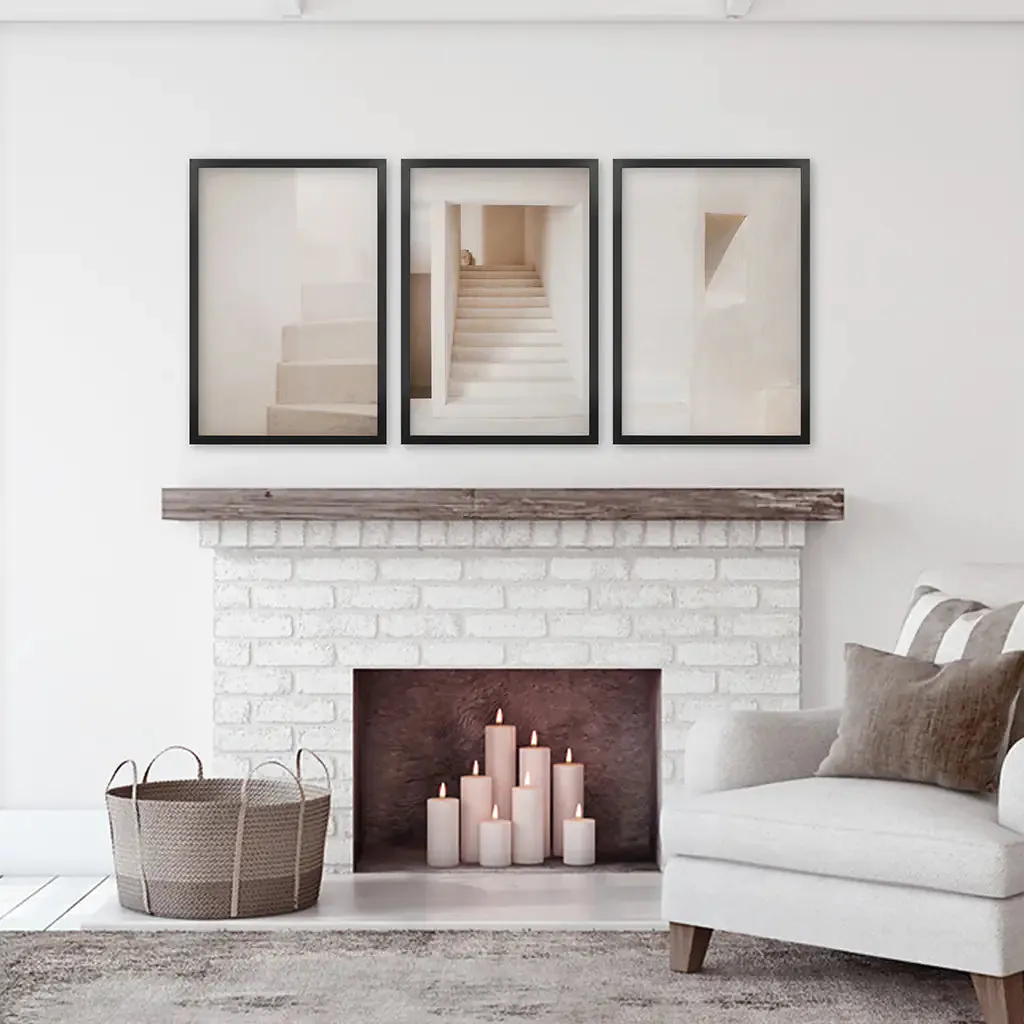 Beige Architectural Wall Art Prints. Light Tones Stairways