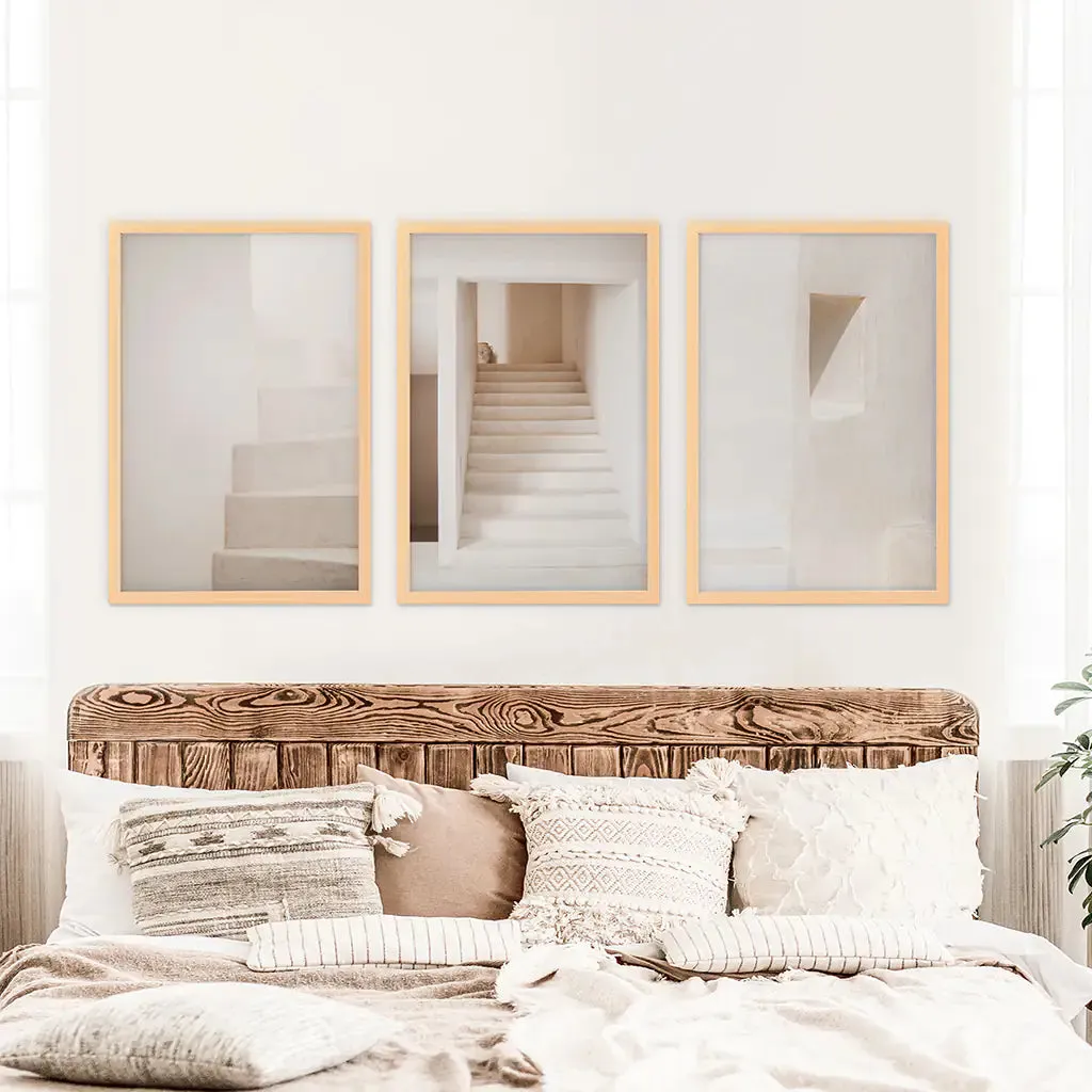 Beige Architectural Wall Art Prints. Light Tones Stairways