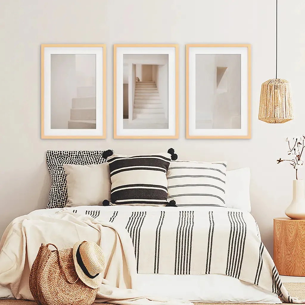 Beige Architectural Wall Art Prints. Light Tones Stairways