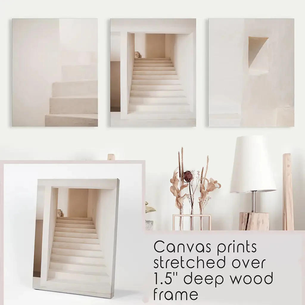 Beige Architectural Wall Art Prints. Light Tones Stairways