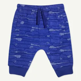 Blue Geo Wave Print Jogger Pant