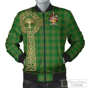 Blunden Irish Clan Tartan Bomber Jacket with Coat of Arms Celtic Tree of Life Style