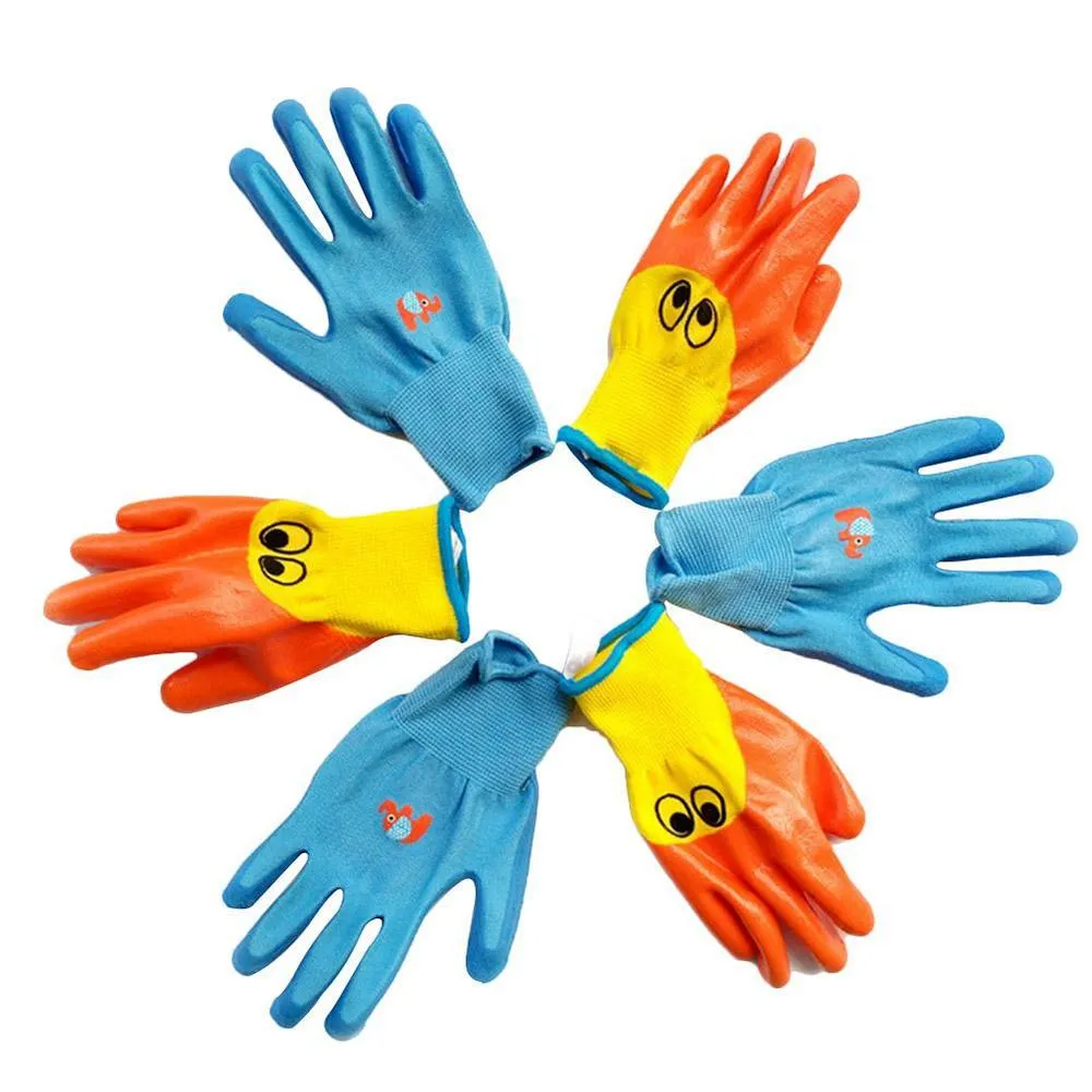 Breathable Children Gardening Gloves Durable Waterproof Toddlers Oil Resistant Non-slip Anti-stab Handwork Protective Gloves