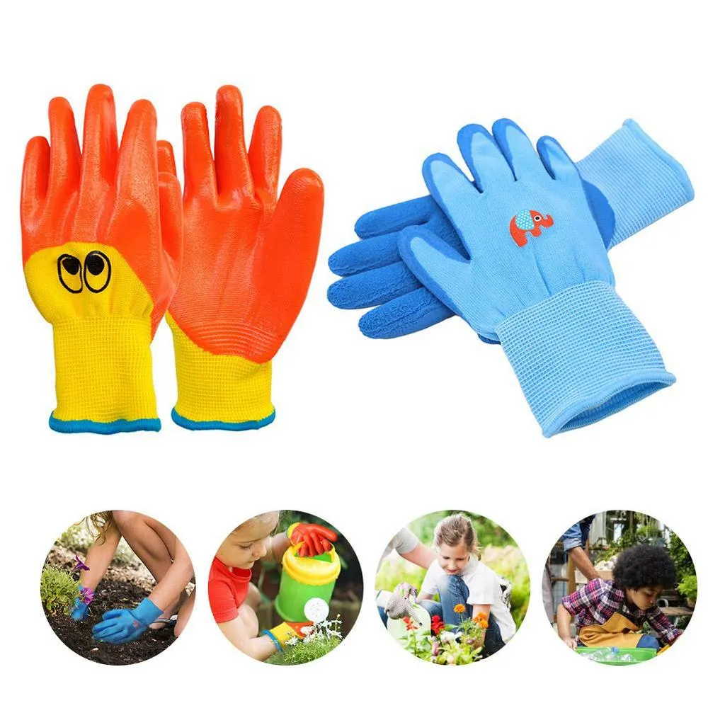 Breathable Children Gardening Gloves Durable Waterproof Toddlers Oil Resistant Non-slip Anti-stab Handwork Protective Gloves