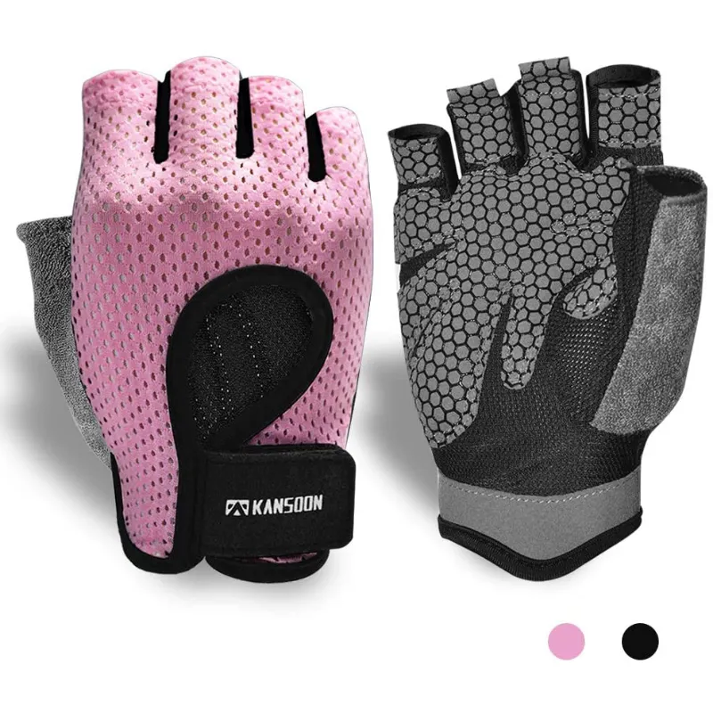 Breathable Fingerless Weightlifting Gloves With Curved Open Back