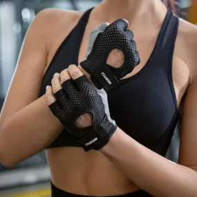 Breathable Fingerless Weightlifting Gloves With Curved Open Back