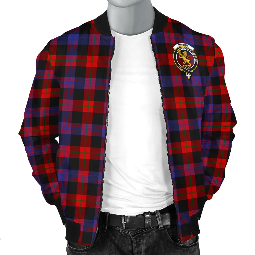 Broun Modern Tartan Bomber Jacket with Family Crest