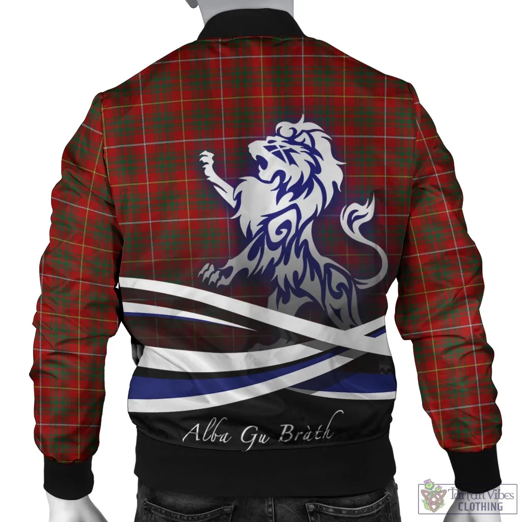 Bruce Tartan Bomber Jacket with Alba Gu Brath Regal Lion Emblem