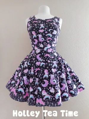 Bubbly dreams black skater dress [made to order]