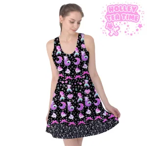 Bubbly dreams black sleeveless skater dress [made to order]