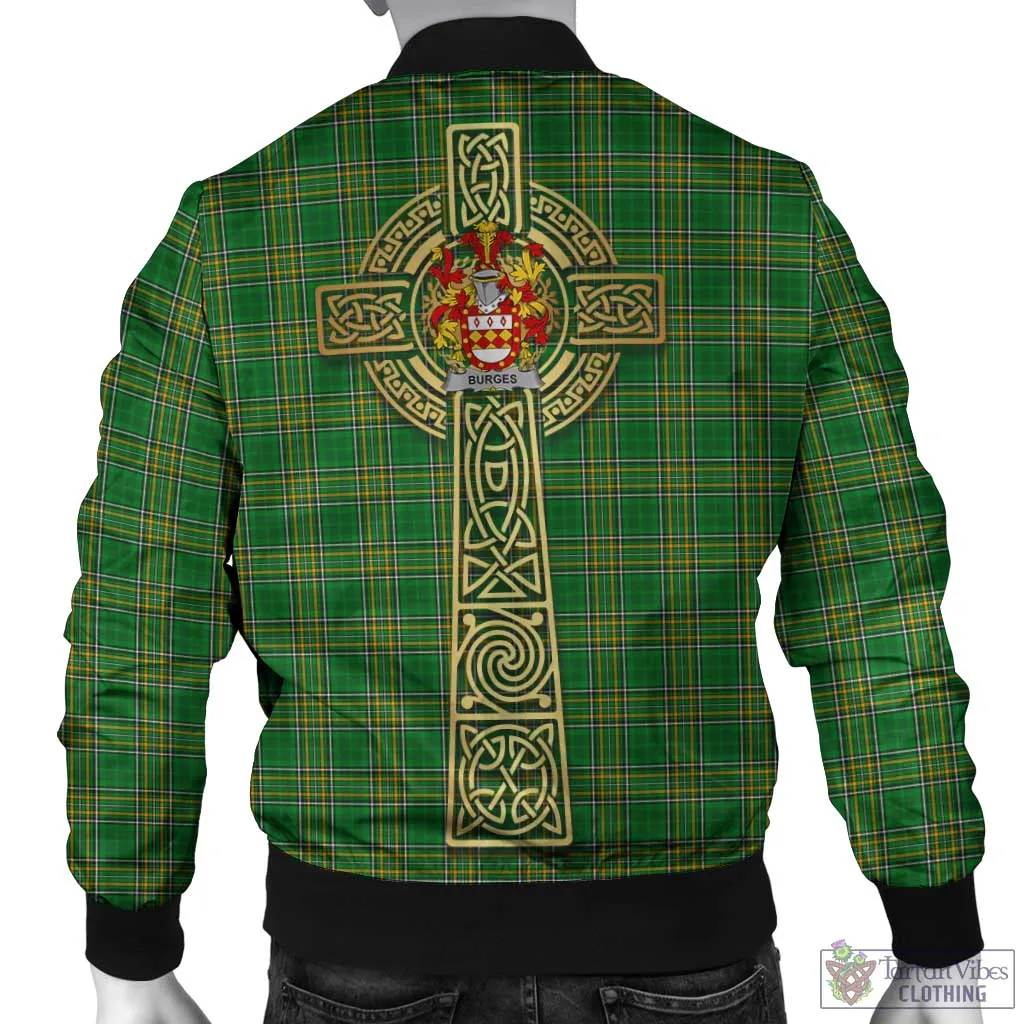 Burges Irish Clan Tartan Bomber Jacket with Coat of Arms Celtic Tree of Life Style