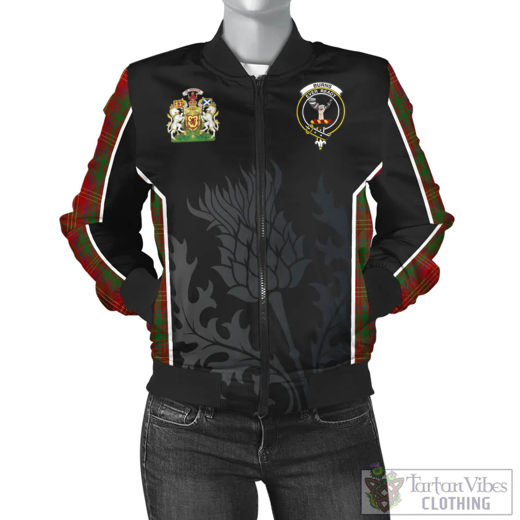 Burns Tartan Bomber Jacket with Family Crest and Scottish Thistle Vibes Sport Style