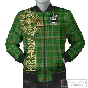 Burt Irish Clan Tartan Bomber Jacket with Coat of Arms Celtic Tree of Life Style