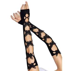 Butterfly Cut Out Arm Warmers - One Size - Black