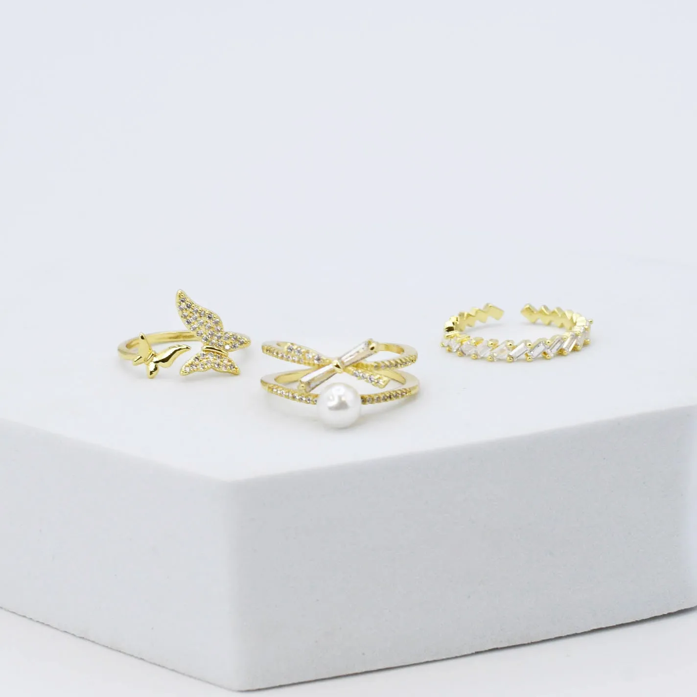 Butterfly Pearl Ring Set I1