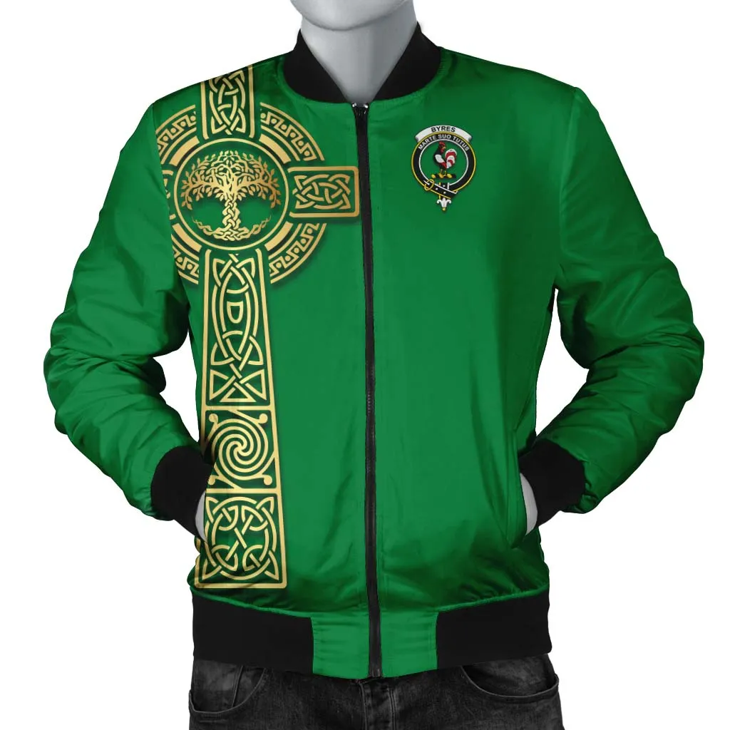 Byres (Byses) Clan Bomber Jacket with Golden Celtic Tree Of Life