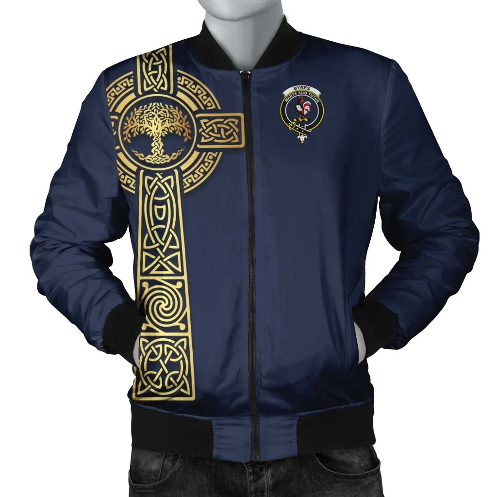 Byres (Byses) Clan Bomber Jacket with Golden Celtic Tree Of Life