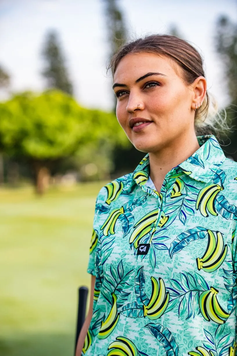 CA Ladies Funky Golf Shirt | Green Bananas