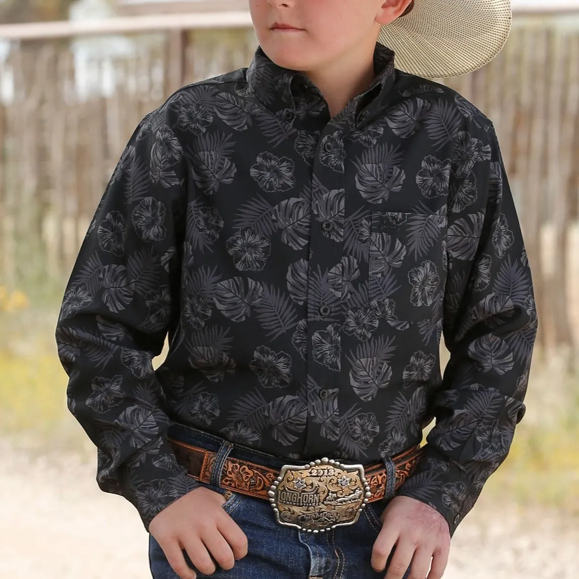 Cinch Boy's ArenaFlex Black Button Down Western Shirt