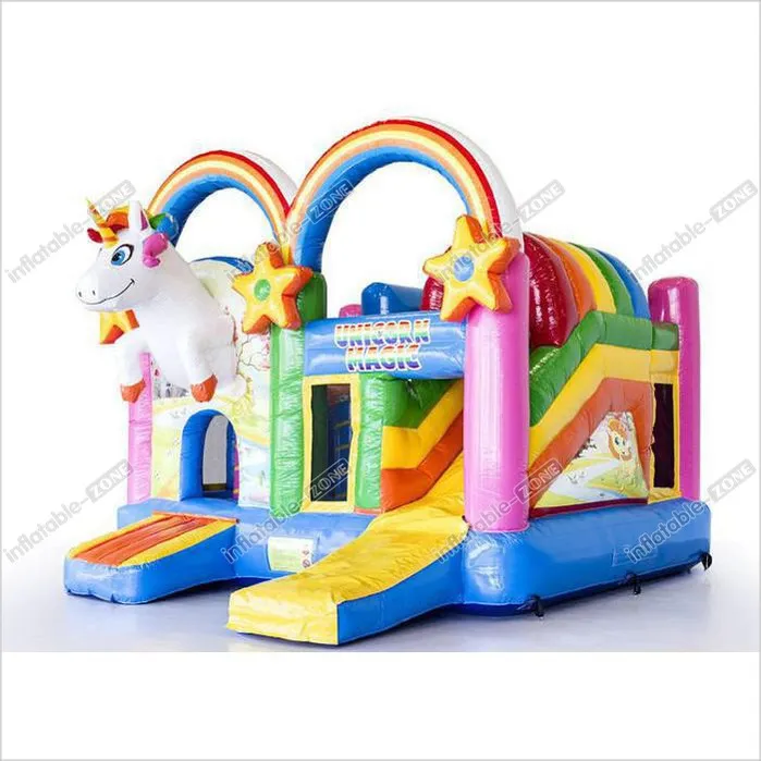 Colorful Unicorn Party Inflatable Bouncer Jumper Combo Ul En14960 Bv Ccc