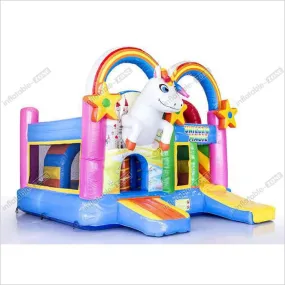 Colorful Unicorn Party Inflatable Bouncer Jumper Combo Ul En14960 Bv Ccc