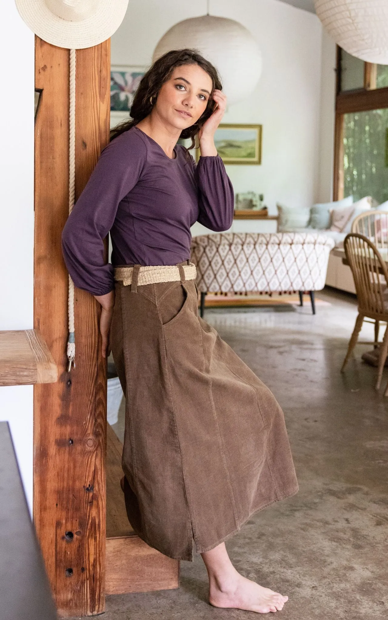 Corduroy Maxi Skirt - Peanut