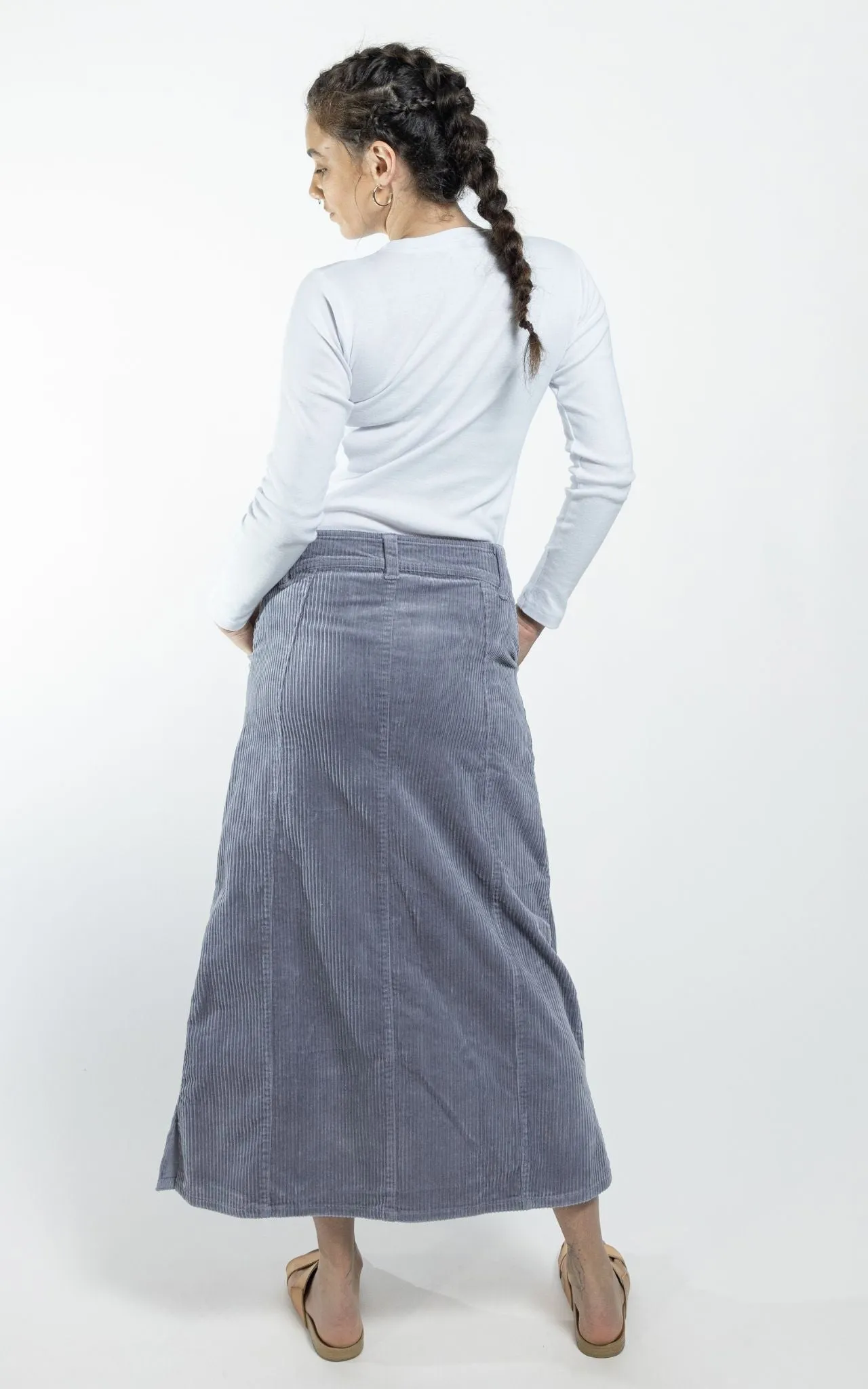 Corduroy Maxi Skirt - Sky Blue