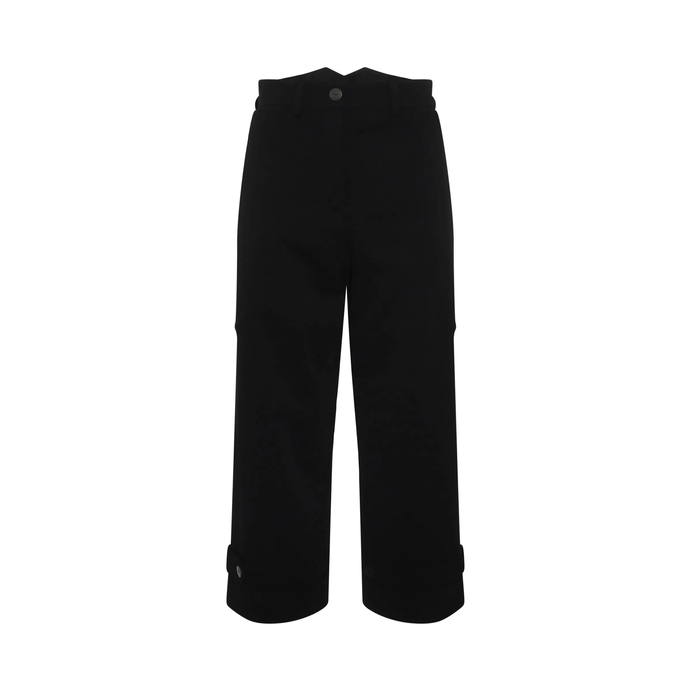 Cropped Trousers In Wool Black